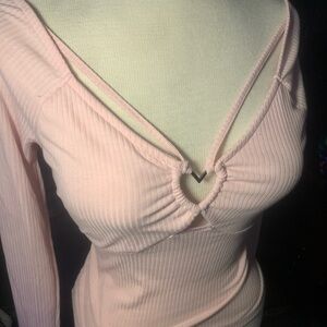 sweetheart cutout | ribbed top | pretty in pink long sleeve